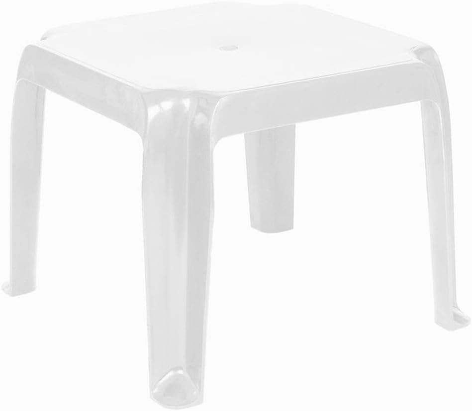 Square White Resin 2-Piece Patio Side Table Set