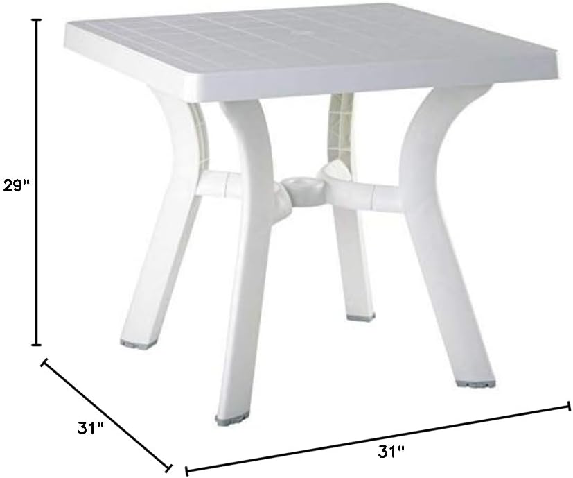 Square White Resin Commercial Patio Dining Table