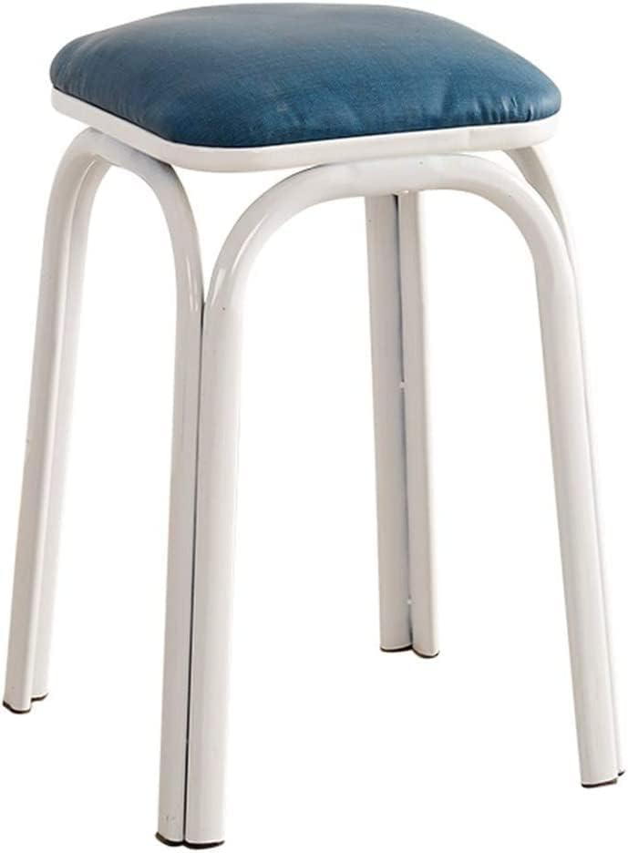 Square Leather Wrought Iron Ottoman Foot Stool