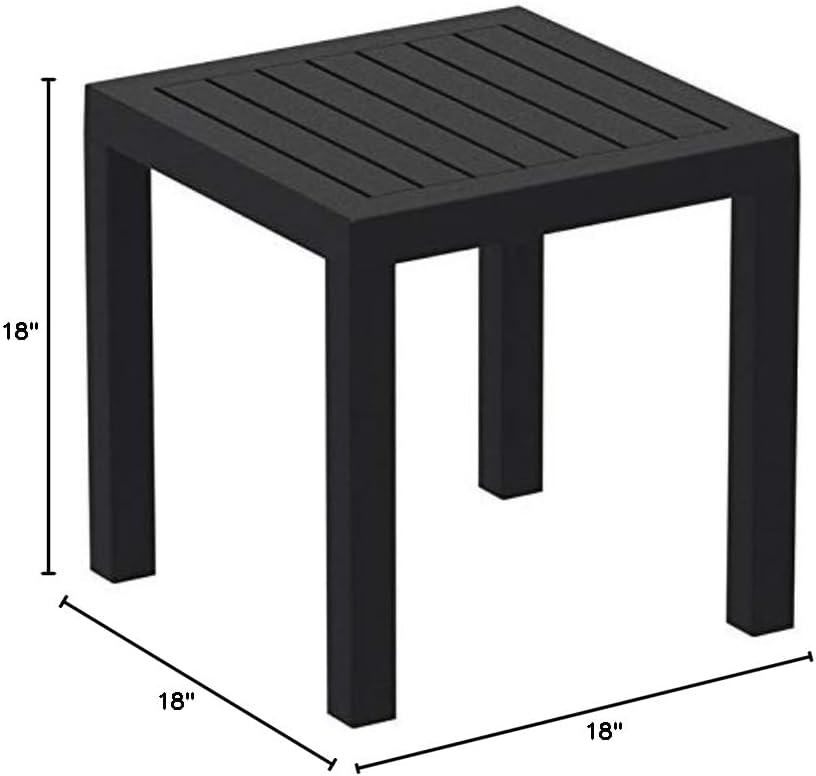 Square Resin Black 2-Piece Patio Side Table Set