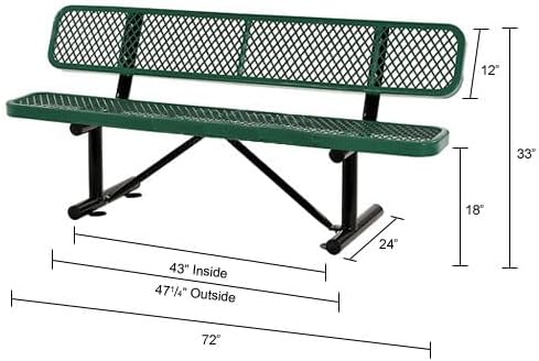 Heavy Duty Steel Mesh Backrest Portable Outdoor Bench