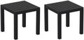 Square Resin Black 2-Piece Patio Side Table Set