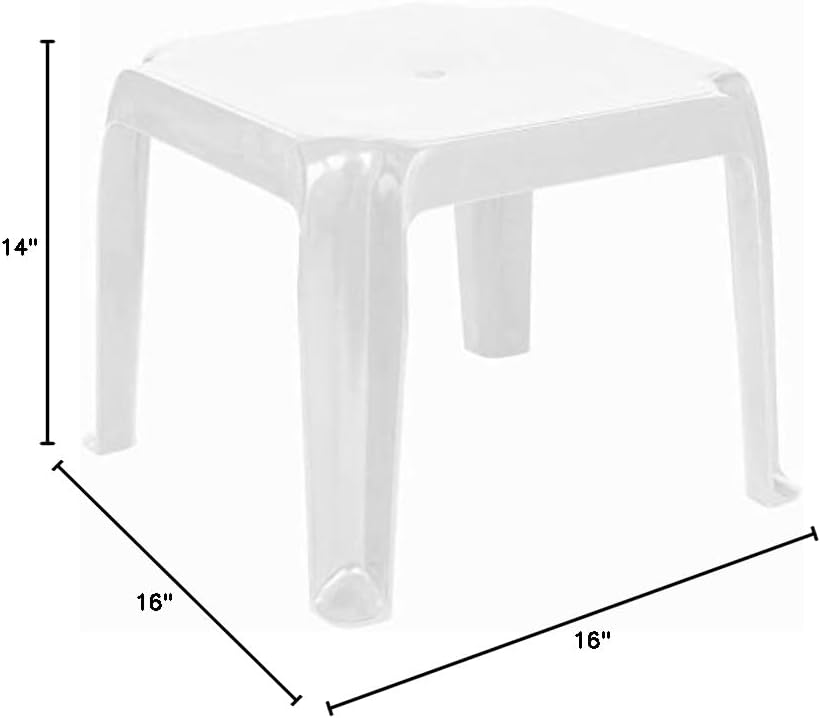 Square White Resin 2-Piece Patio Side Table Set