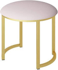 Round Fabric Wrought Iron Rose Gold Dressing Stool