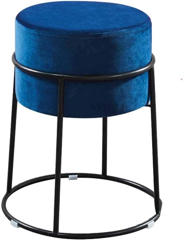 Round Wrought Iron Upholstered Ottoman Foot Stool