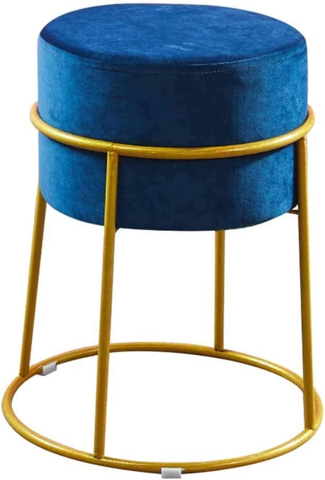 Round Wrought Iron Upholstered Ottoman Foot Stool