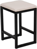 Waterproof Leather Wrought Iron Upholstered Ottoman Stool