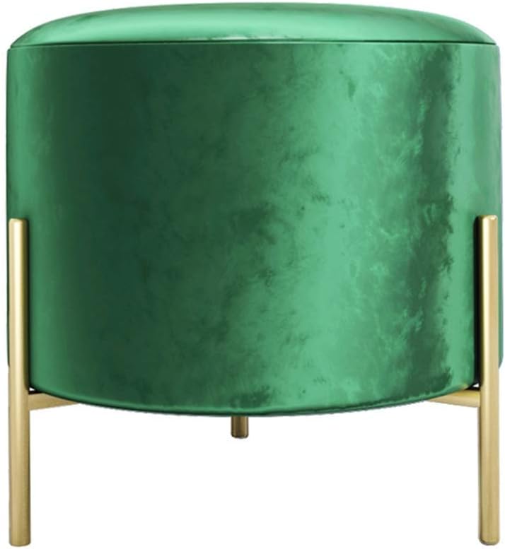 Round Fabric Wrought Iron Foot Rest Stool