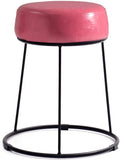 Round PU Leather Wrought Iron Padded Foot Stool
