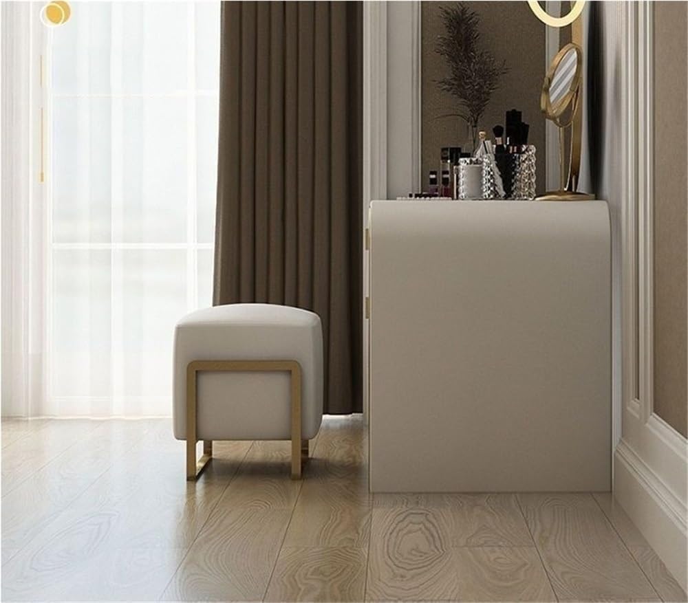 Square PU Leather Wrought Iron Vanity Stool