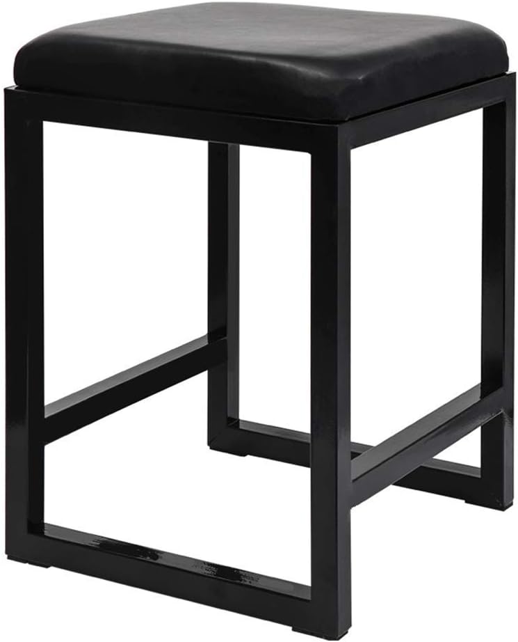 Waterproof Leather Wrought Iron Upholstered Ottoman Stool