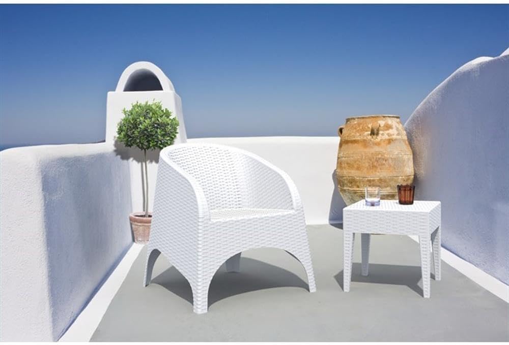 Square White Resin Commercial Patio Side Table