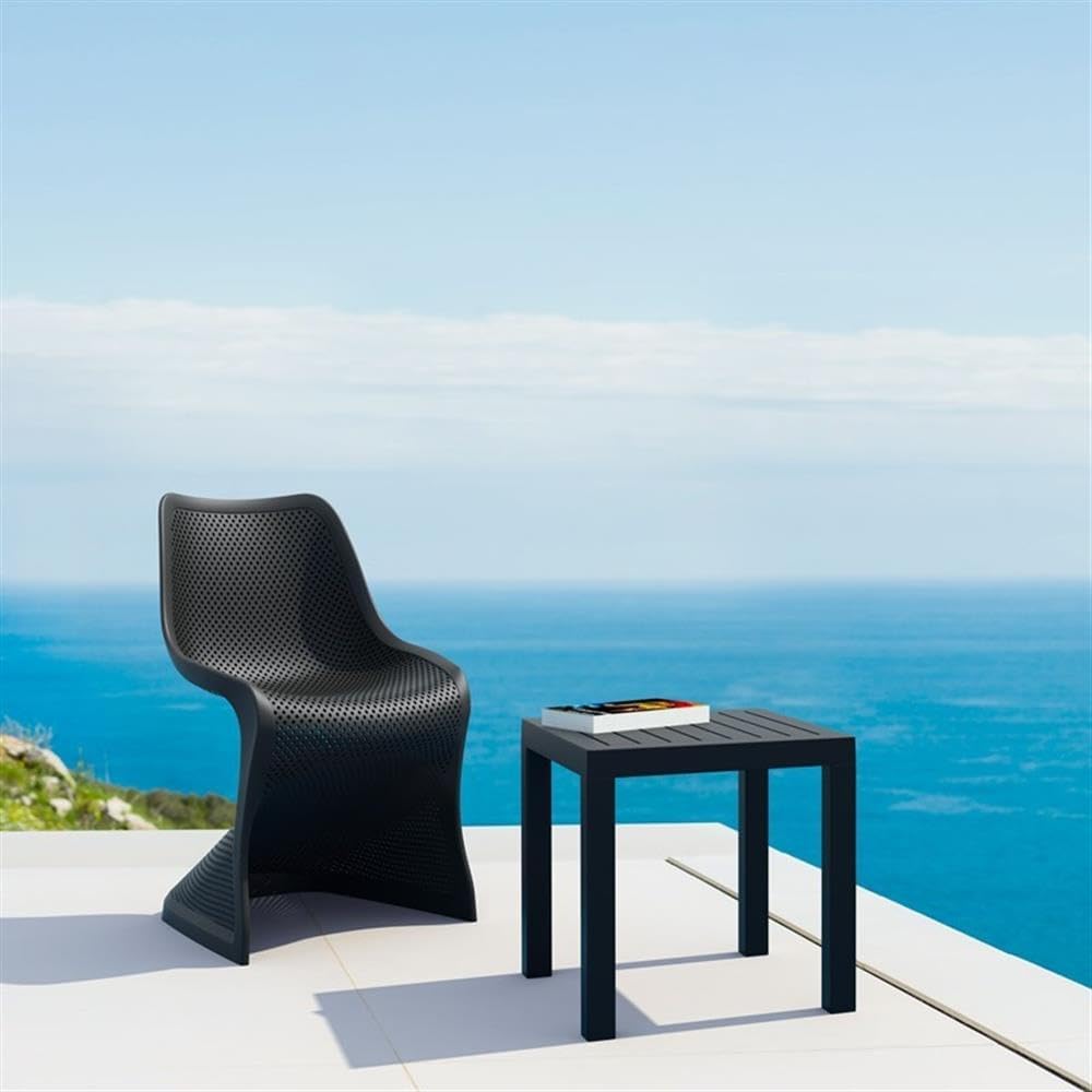 Square Resin Black 2-Piece Patio Side Table Set
