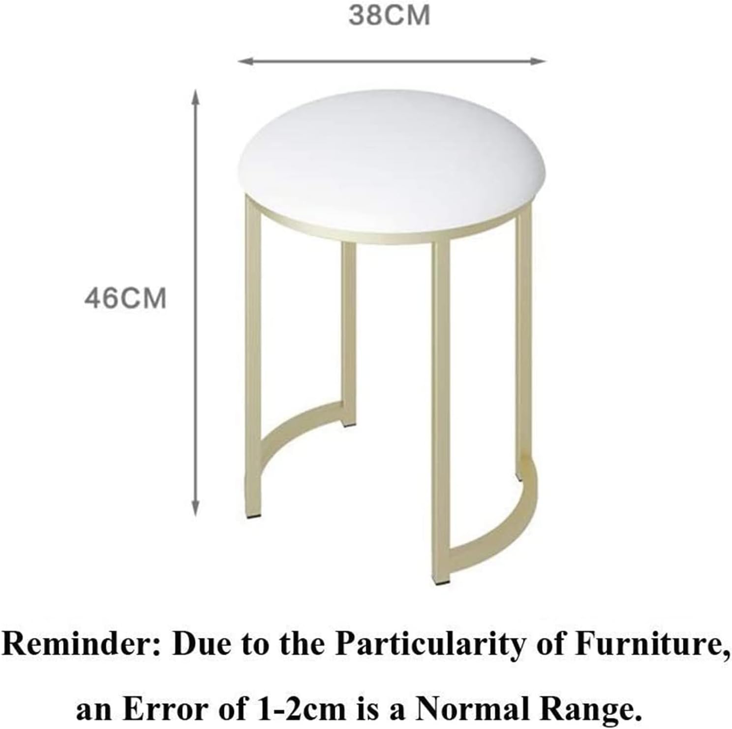Round Fabric Wrought Iron Rose Gold Dressing Stool