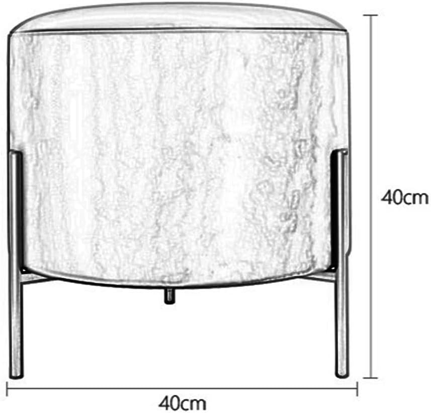 Round Fabric Wrought Iron Foot Rest Stool