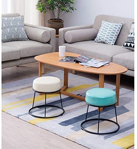 Round PU Leather Wrought Iron Dressing Stool