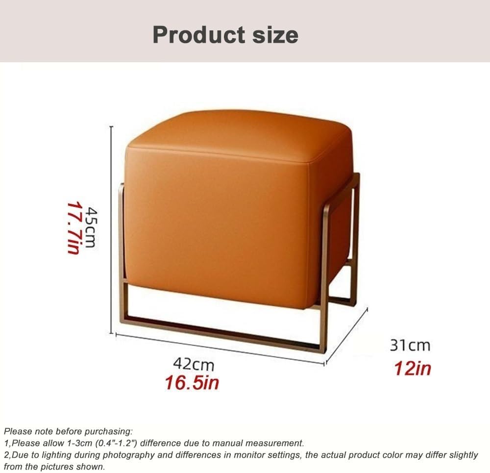 Square PU Leather Wrought Iron Vanity Stool