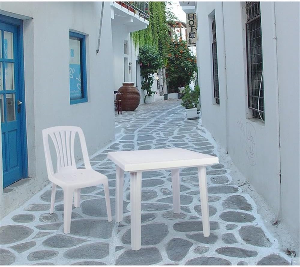 Square White Resin Commercial Patio Dining Table