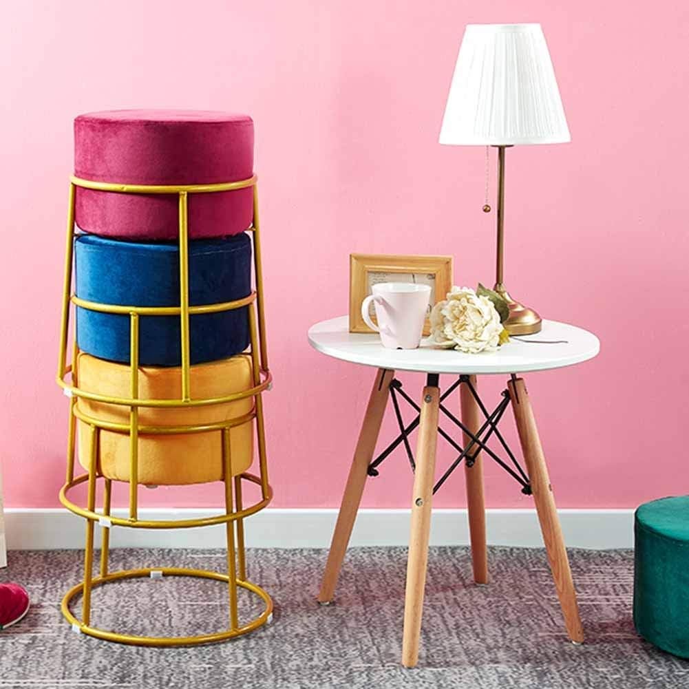 Round Wrought Iron Upholstered Ottoman Foot Stool