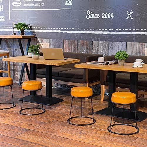 Round PU Leather Wrought Iron Padded Foot Stool