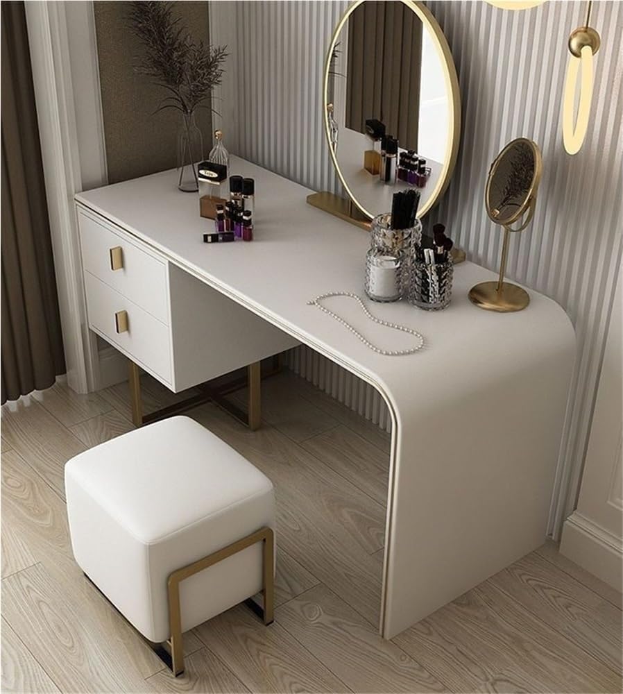Square PU Leather Wrought Iron Vanity Stool