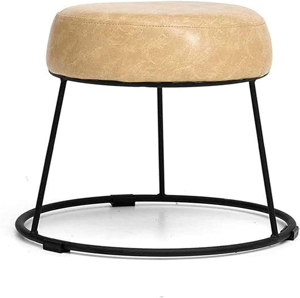 Wrought Iron Leather Makeup Ottoman Foot Stool