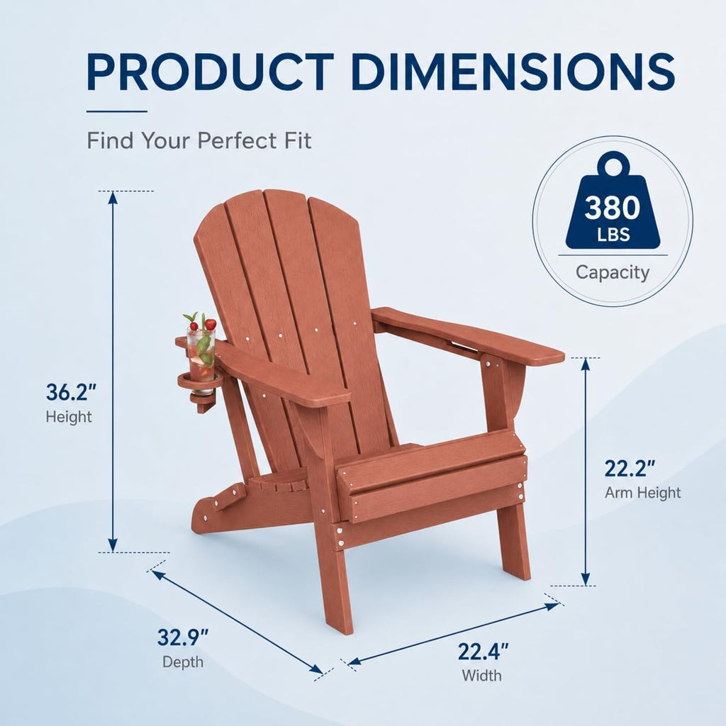 HDPE Foldable Adirondack Set 2 Cup Holder Chairs