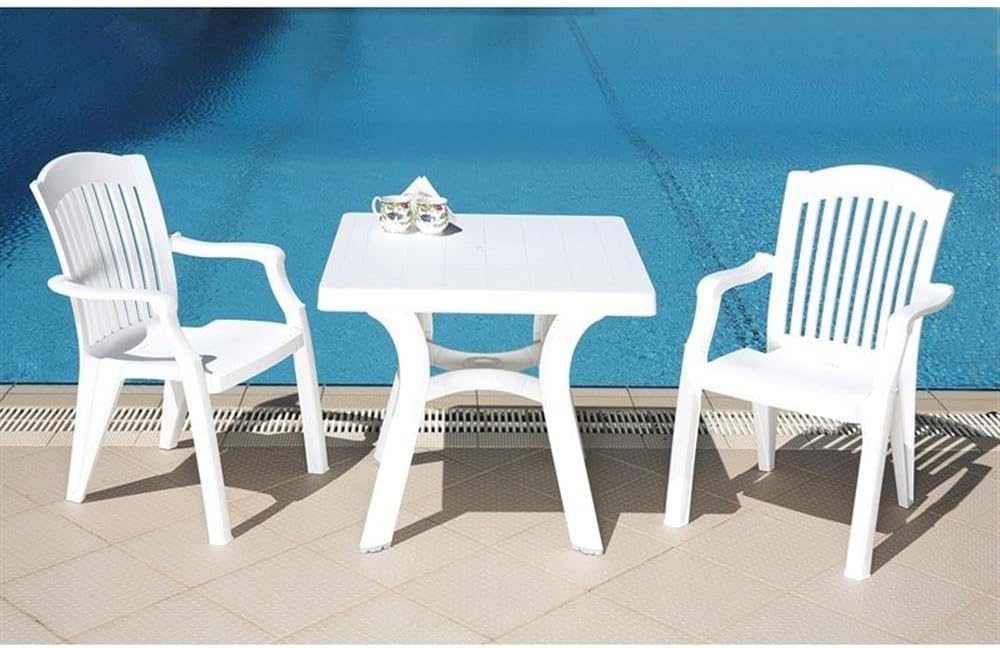 Square White Resin Commercial Patio Dining Table