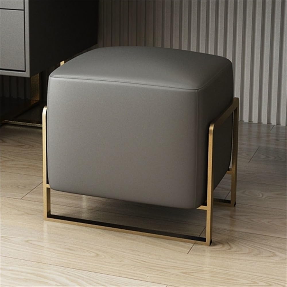 Square PU Leather Wrought Iron Vanity Stool