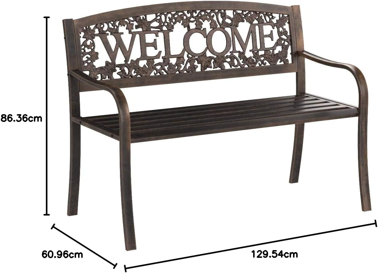 Metal Welcome Outdoor Patio Bench