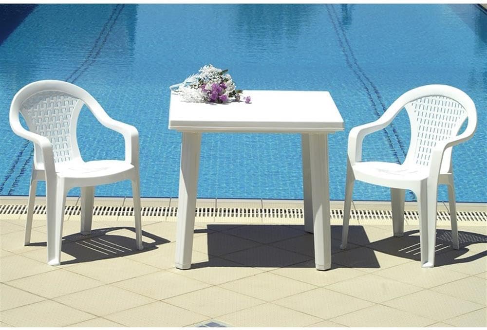 Square White Resin Commercial Patio Dining Table