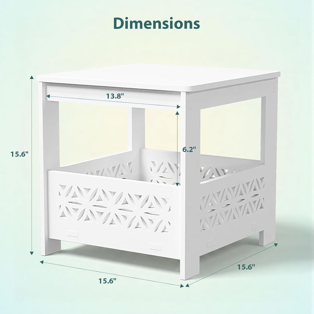 Square Weatherproof Resin Outdoor Storage Side Table