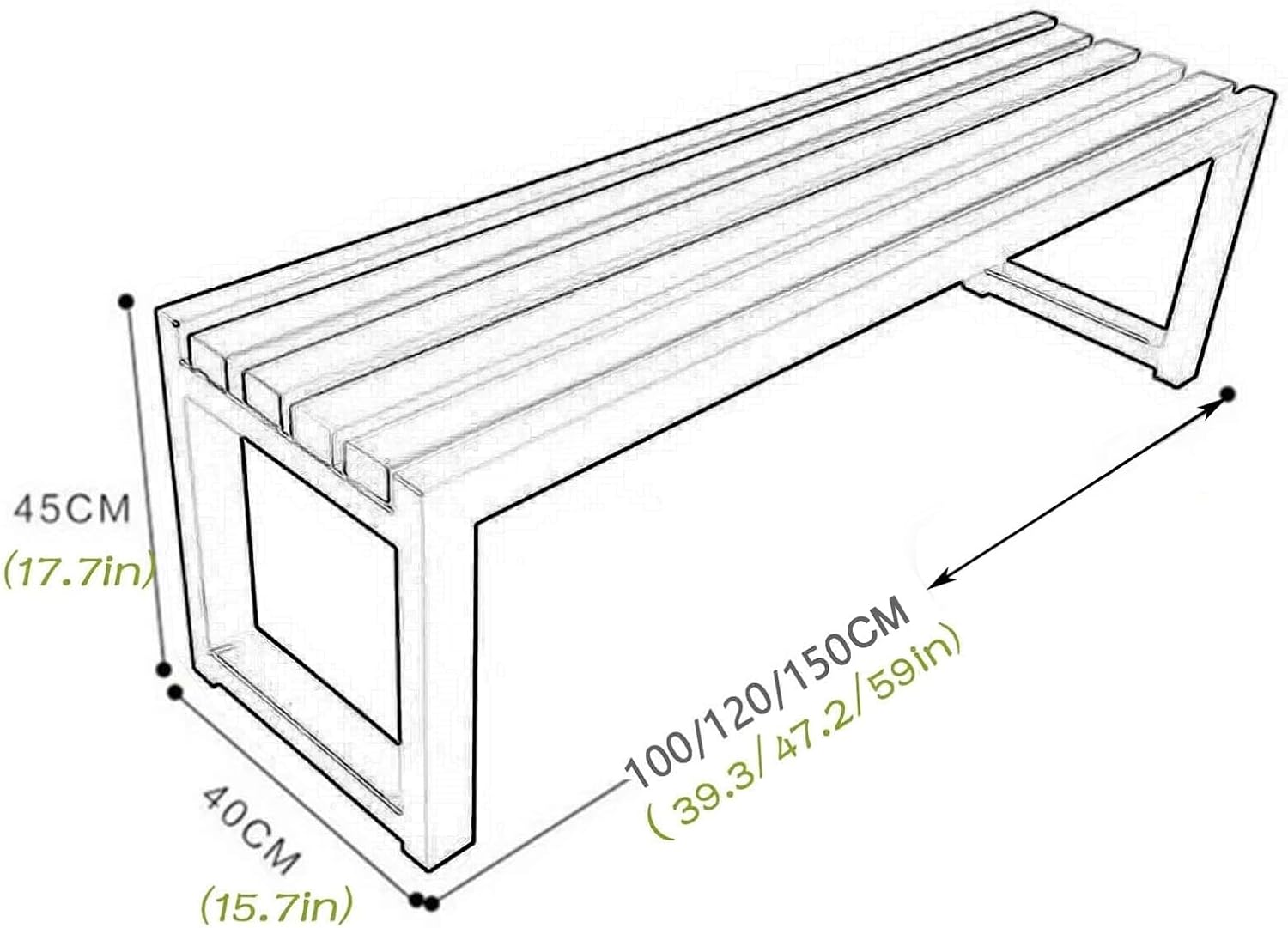 Galvanized Steel Weather Resistant Backless Outdoor Bench