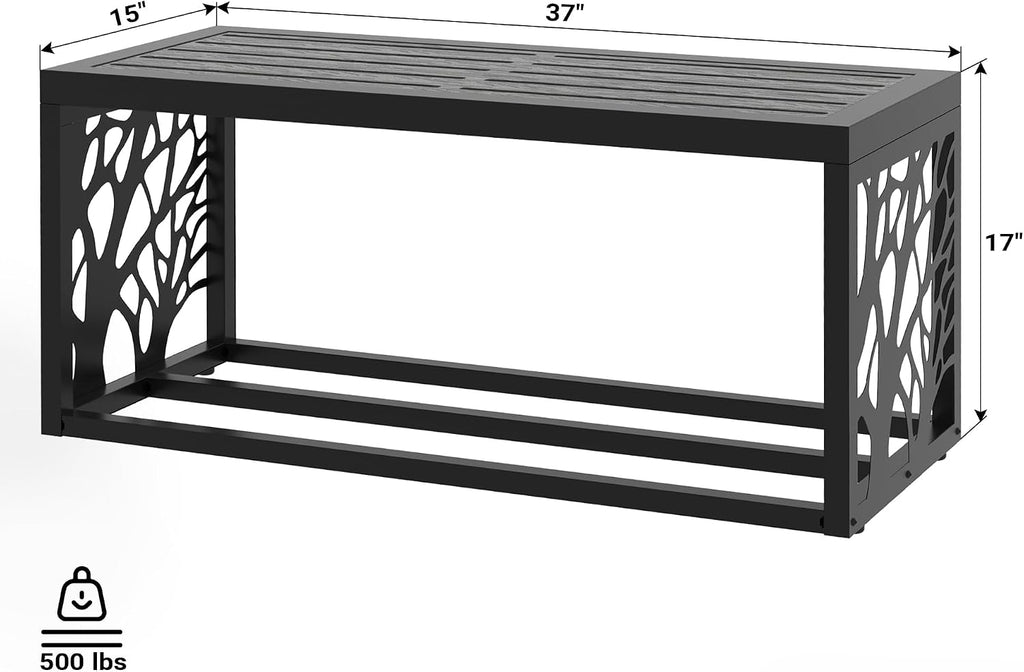 Wood Grain Storage Outdoor Garden Bench