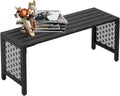 Slatted Floral Metal Backless Outdoor Patio Bench