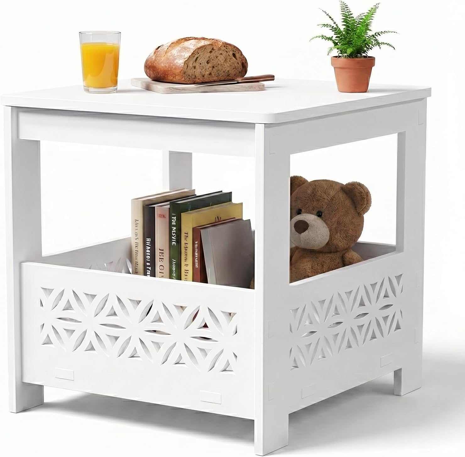 Square Weatherproof Resin Outdoor Storage Side Table