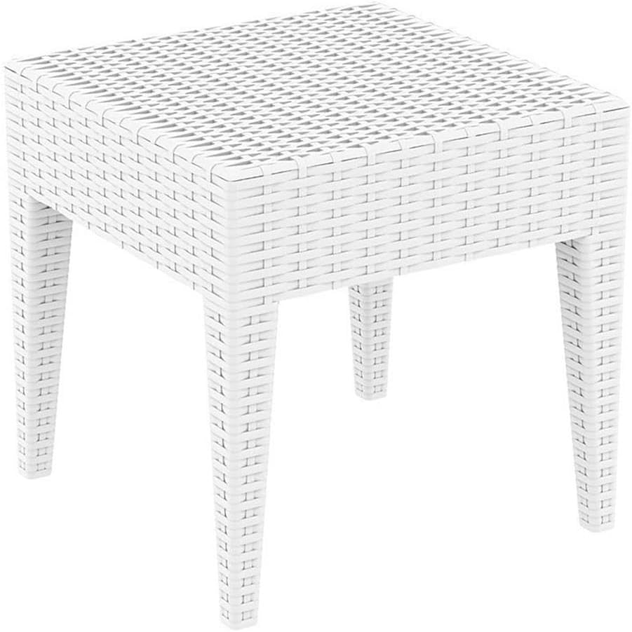 Square White Resin Commercial Patio Side Table