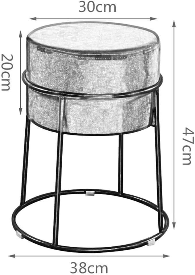 Round Wrought Iron Upholstered Ottoman Foot Stool