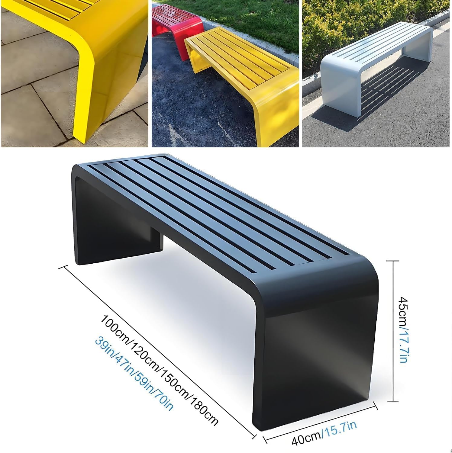 Stainless Steel Waterproof Backless Outdoor Patio Bench