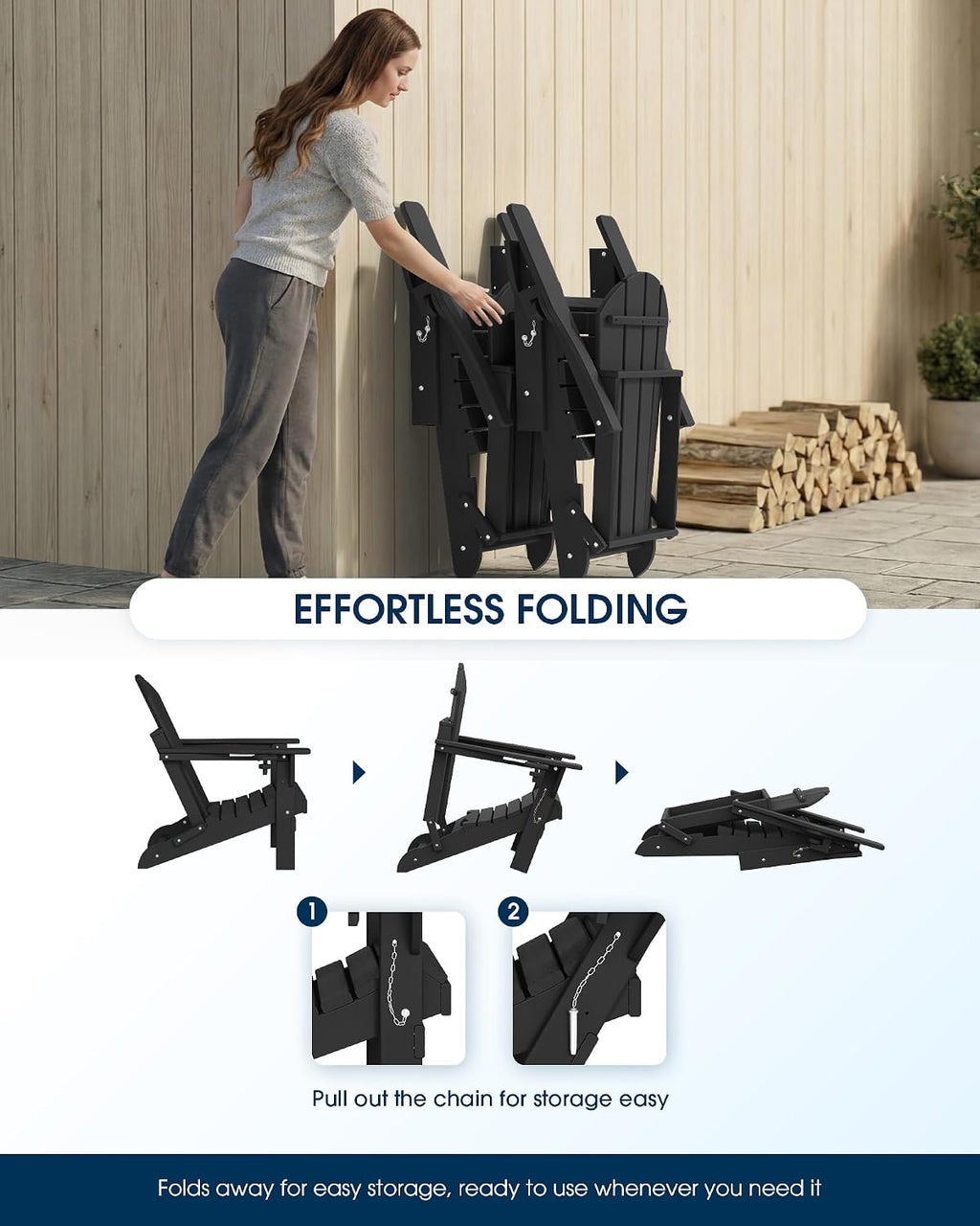 HDPE Foldable Cup Holder Adirondack Chair Set of 4