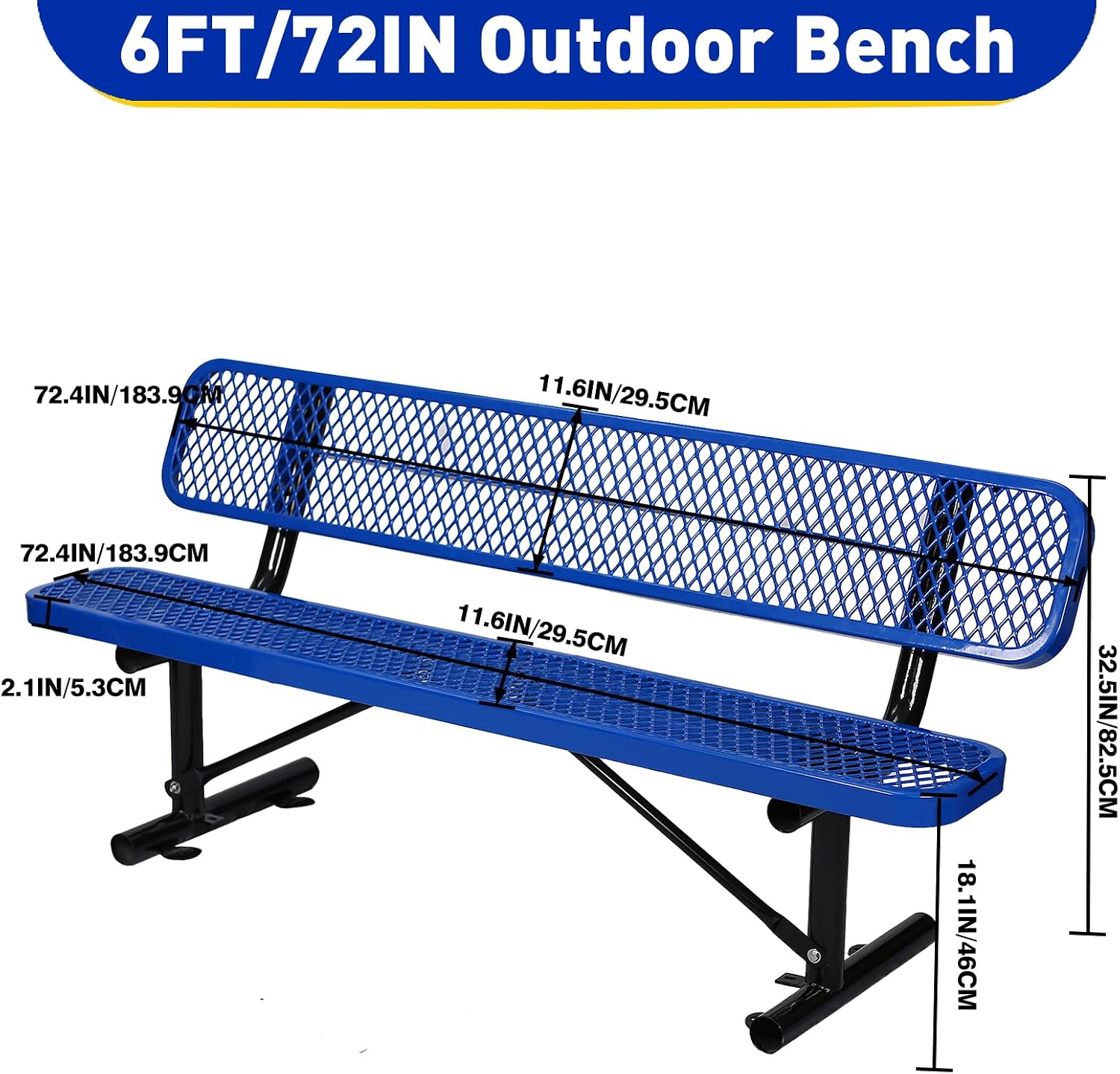Heavy Duty Steel Mesh Outdoor Backrest Park Bench