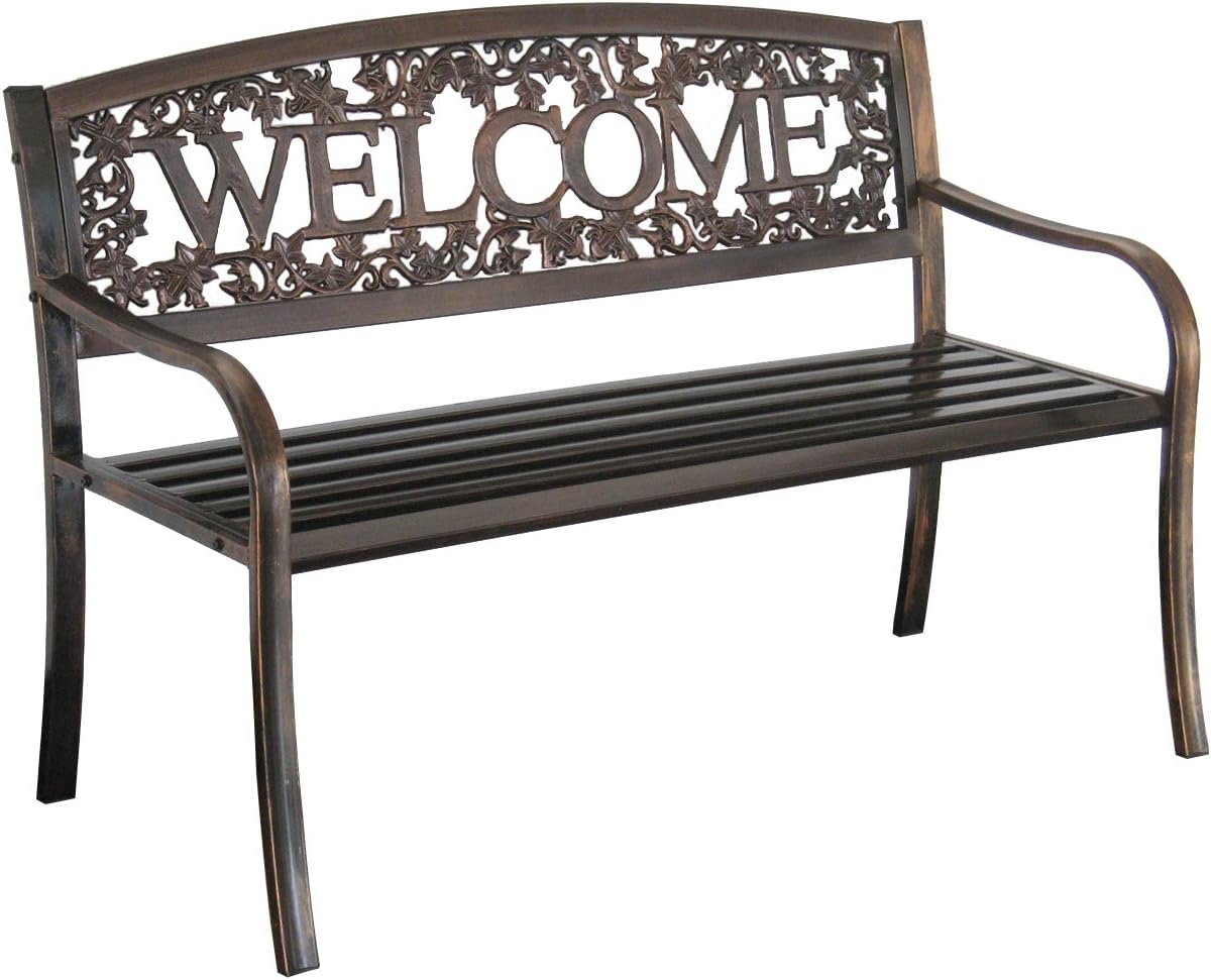 Metal Welcome Outdoor Patio Bench