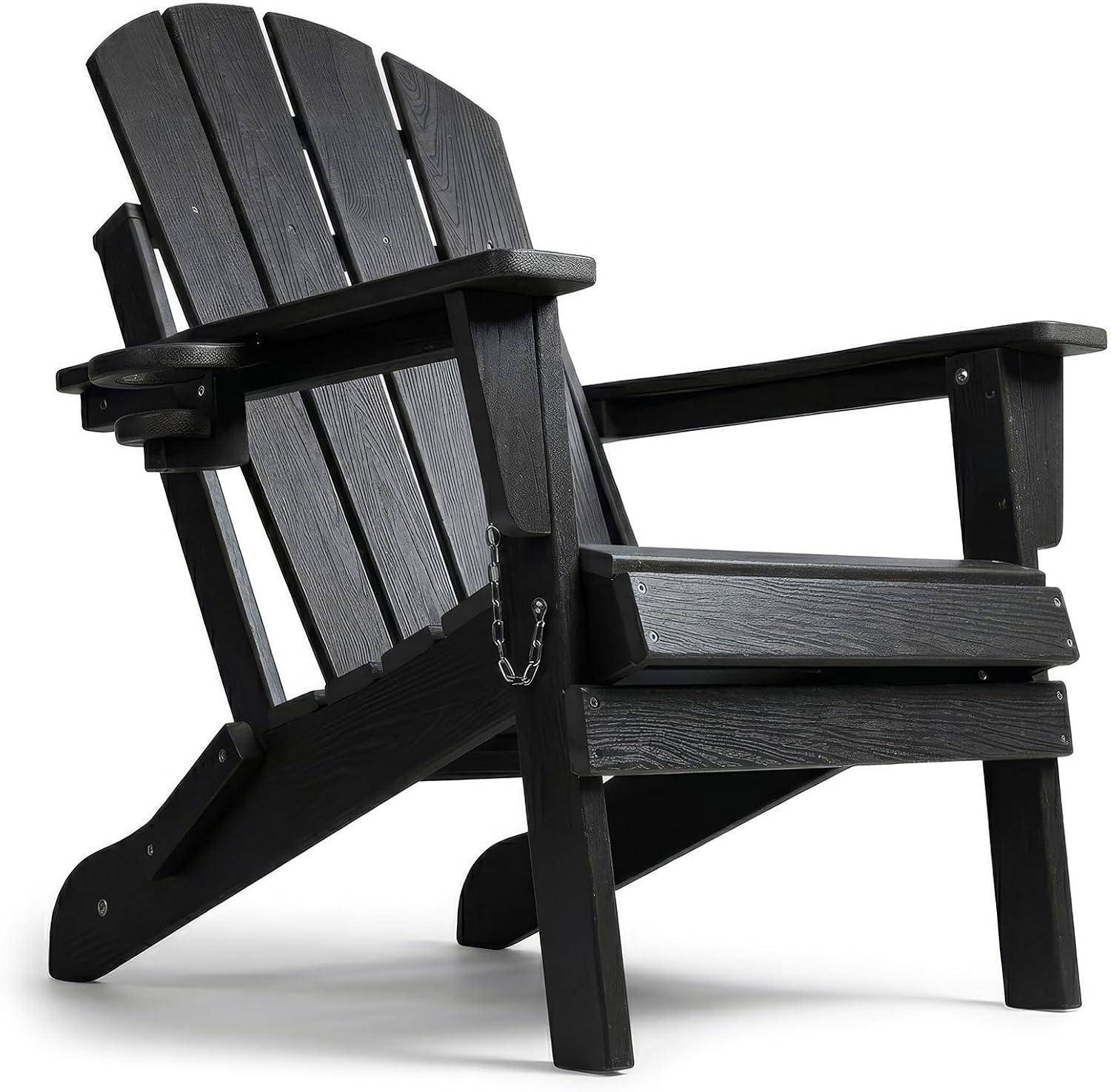 Wood Grain HDPE Foldable Cup Holder Adirondack Chair