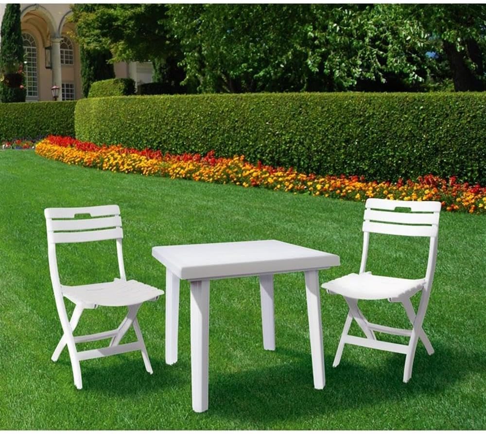 Square White Resin Commercial Patio Dining Table