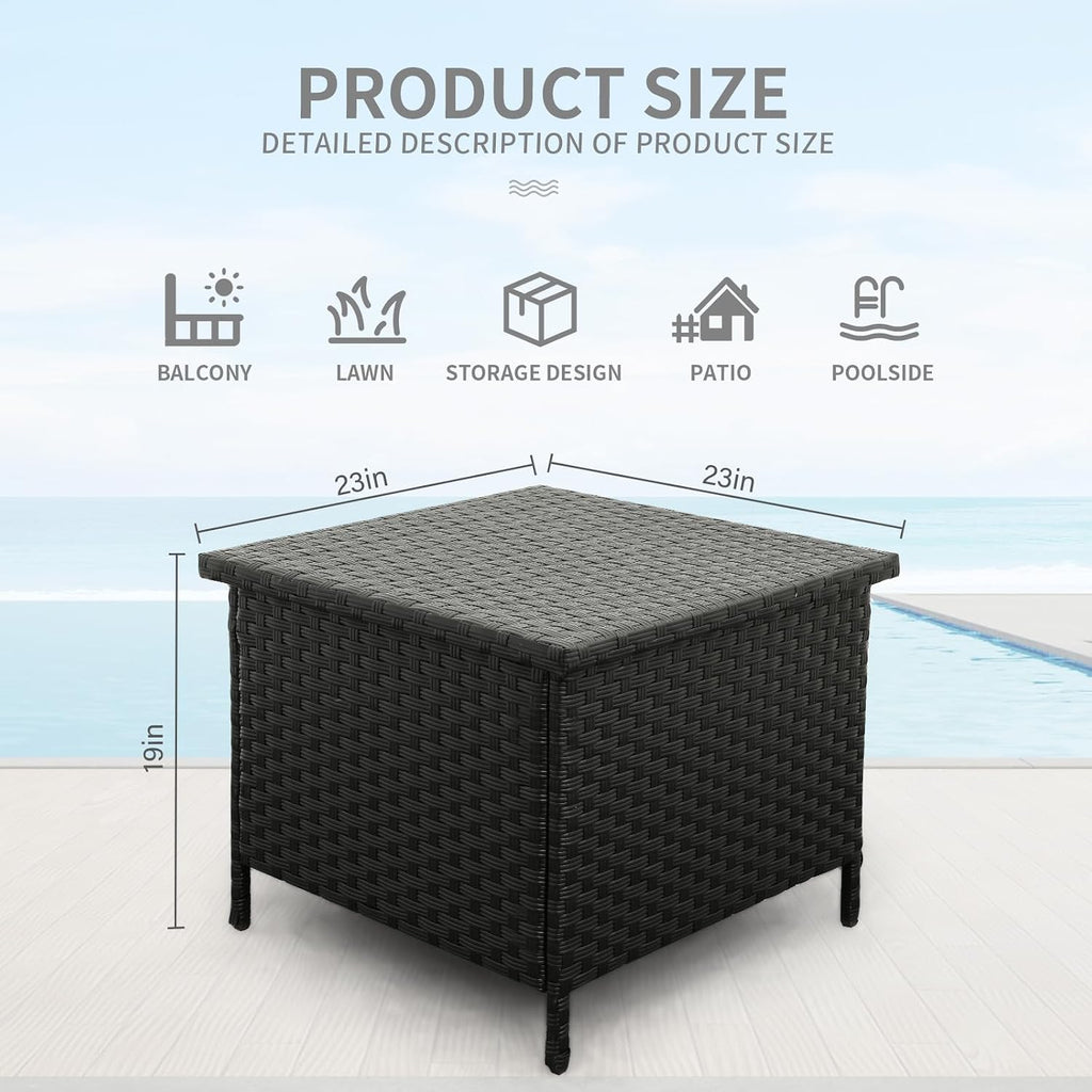 Resin Rattan Outdoor Storage Patio Side Table