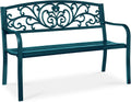 Steel Floral Design Outdoor Slatted Patio Bench