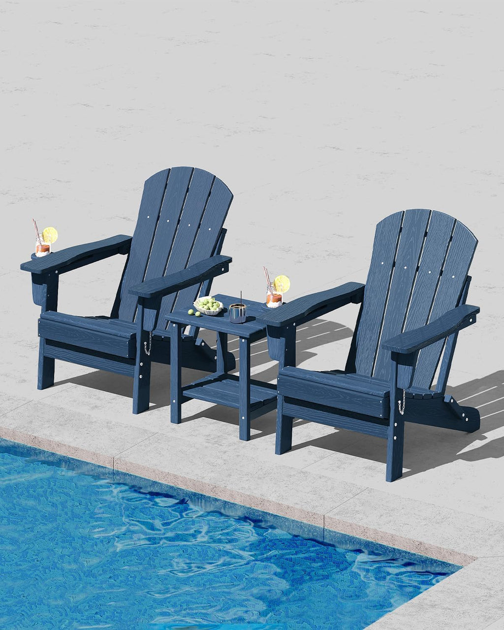 Wood Textured HDPE Chairs Set 2 Side Table