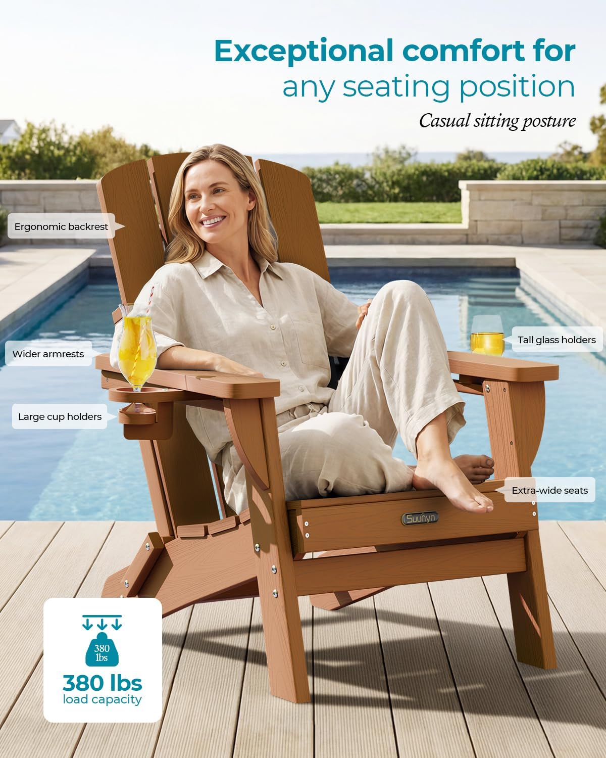 HDPE Foldable Adirondack Chair Dual Cup Holder