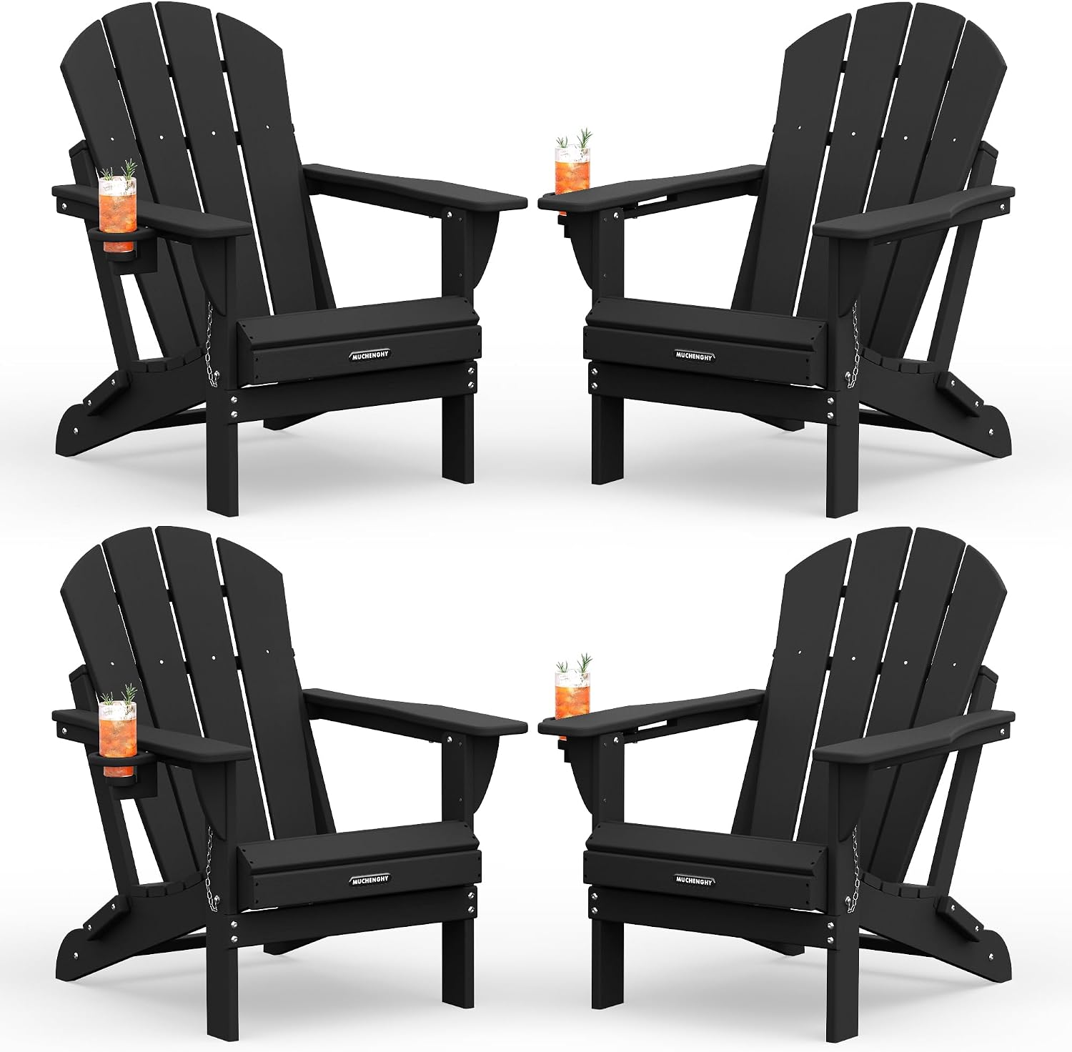 HDPE Foldable Cup Holder Adirondack Chair Set of 4