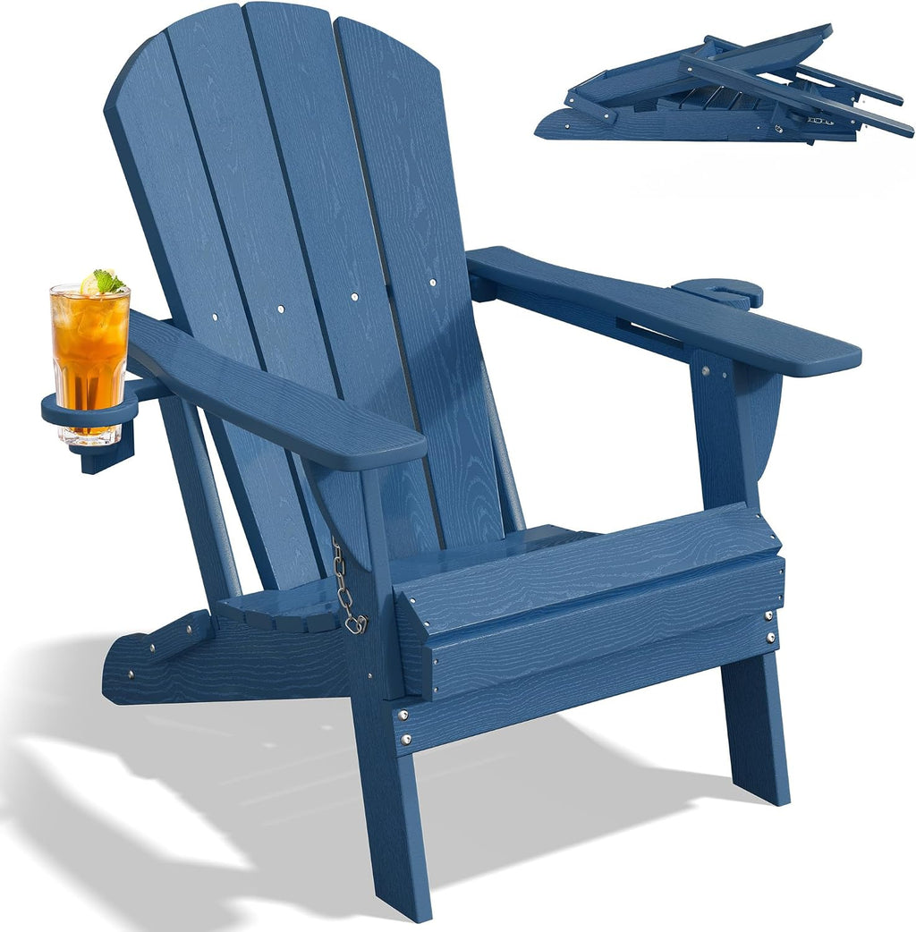 HDPE Foldable Dual Cup Holder Adirondack Chair Set of 2